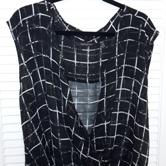 Sheer Delite XL High Low Wrap Top Black Sleeveless - Picture 7 of 8